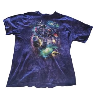 The Mountain Cosmic Wolf Tee in Blue and Purple